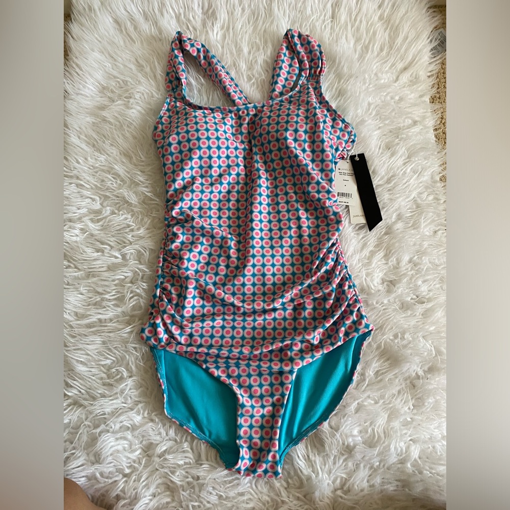 JANELA BAY Polka Dot One-Piece Swimsuit in Teal & Pink
